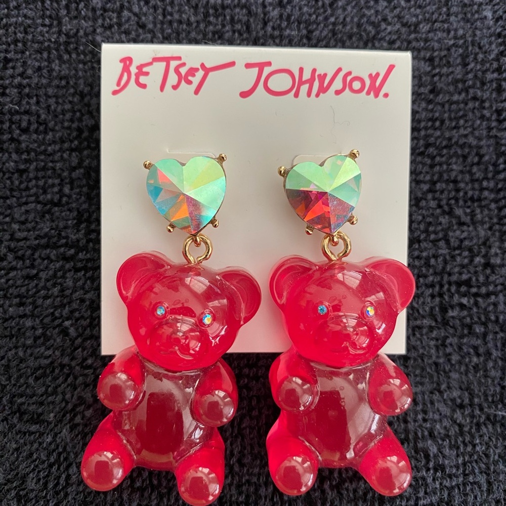 Betsey Johnson Vibrant Red Bear Earrings
